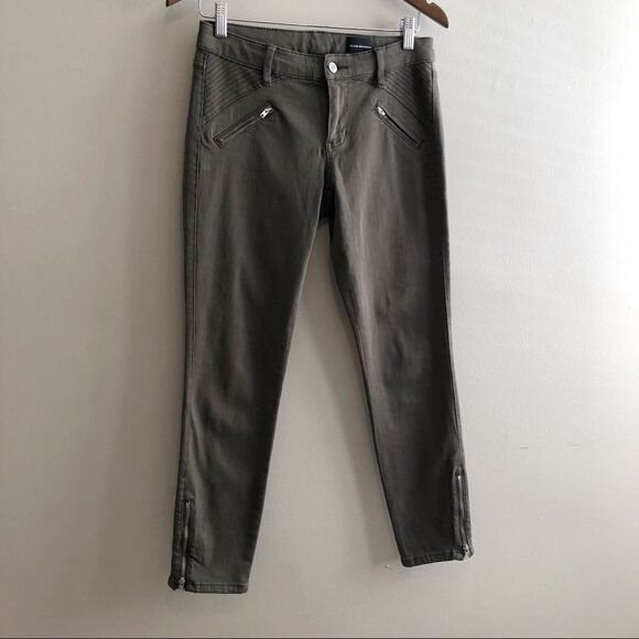 Club Monaco Stretchy Zipper Hem Skinny Leg Fit Jeggings Jeans Pants Green - Picture 1 of 11